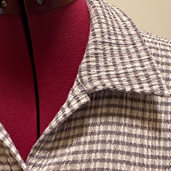 Wilfred Cropped Check Button Front Short Sleeve Shirt Top XS Gray Plaid NWT - Picture 6 of 14